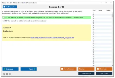 Tableau SCA-C01 Tableau Server Certified Associate Exam Practice test exam simulator test engine exam Prep practice test questions answers Image 6