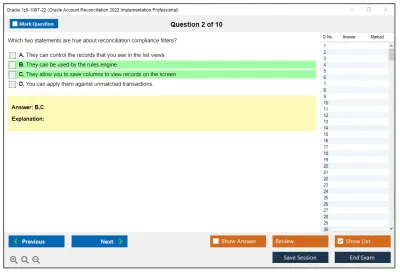 Oracle 1z0-1087-22 Oracle Account Reconciliation 2022 Implementation Professional Practice test exam simulator test engine exam Prep practice test questions answers Image 2