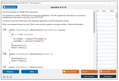 Microsoft 70-486 Developing ASP.NET MVC 4 Web Applications Practice test exam simulator test engine exam Prep practice test questions answers Image 8