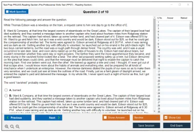 Test Prep PRAXIS-Reading-Section Pre-Professional Skills Test (PPST) - Reading Section Practice test exam simulator test engine exam Prep practice test questions answers Image 2
