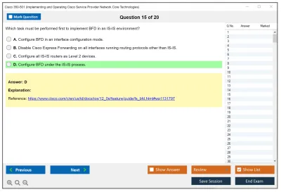 Cisco 350-501 Implementing and Operating Cisco Service Provider Network Core Technologies (350-501 SPCOR) Practice test exam simulator test engine exam Prep practice test questions answers Image 15