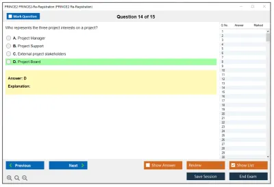 PRINCE2 PRINCE2-Re-Registration PRINCE2 Re-Registration Practice test exam simulator test engine exam Prep practice test questions answers Image 14