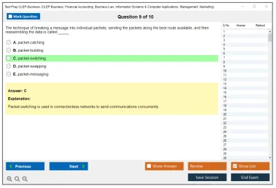 Test Prep CLEP-Business CLEP Business: Financial Accounting, Business Law, Information Systems & Computer Applications, Management, Marketing Practice test exam simulator test engine exam Prep practice test questions answers Image 9