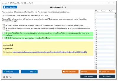 Microsoft 77-427 Excel 2013 Expert Part One Practice test exam simulator test engine exam Prep practice test questions answers Image 4