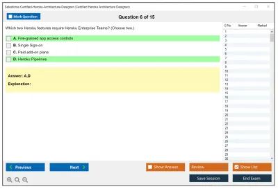 Salesforce Certified-Heroku-Architecture-Designer Salesforce Certified Heroku Architect Practice test exam simulator test engine exam Prep practice test questions answers Image 6