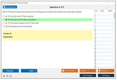 HP HP2-I06 Selling HP Print Security 2020 Practice test exam simulator test engine exam Prep practice test questions answers Image 2