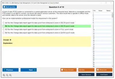 IBM C1000-133 IBM Sterling Order Management v10.0 and Order Management on Cloud Architect Practice test exam simulator test engine exam Prep practice test questions answers Image 6