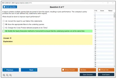 IBM C2090-621 IBM Cognos Analytics Author V11 Practice test exam simulator test engine exam Prep practice test questions answers Image 6