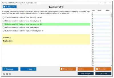 Test Prep ASSET Short Placement Tests Developed by ACT Practice test exam simulator test engine exam Prep practice test questions answers Image 7