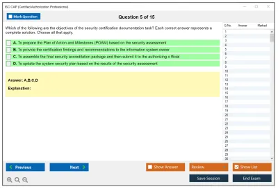 ISC2 CAP Certified Authorization Professional Practice test exam simulator test engine exam Prep practice test questions answers Image 5