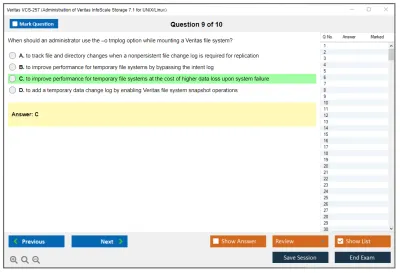 Veritas VCS-257 Administration of Veritas InfoScale Storage 7.1 for UNIX/Linux Practice test exam simulator test engine exam Prep practice test questions answers Image 9