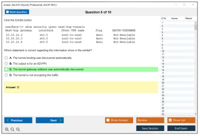 Juniper JN0-635 Security-Professional (JNCIP-SEC) Practice test exam simulator test engine exam Prep practice test questions answers Image 6