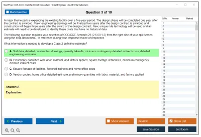 Test Prep CCE-CCC Certified Cost Consultant / Cost Engineer (AACE International) Practice test exam simulator test engine exam Prep practice test questions answers Image 3