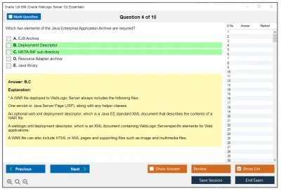 Oracle 1z0-599 Oracle WebLogic Server 12c Essentials Practice test exam simulator test engine exam Prep practice test questions answers Image 4