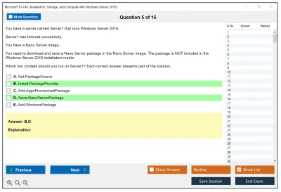 Microsoft 70-740 Installation, Storage, and Compute with Windows Server 2016 Practice test exam simulator test engine exam Prep practice test questions answers Image 5