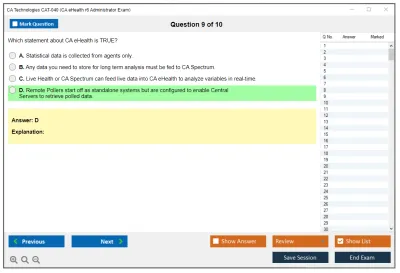 CA Technologies CAT-040 CA eHealth r6 Administrator Exam Practice test exam simulator test engine exam Prep practice test questions answers Image 9
