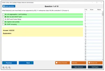 CWNP CWNA-106 Certified Wireless Network Administrator Practice test exam simulator test engine exam Prep practice test questions answers Image 1