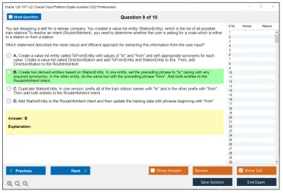 Oracle 1z0-1071-22 Oracle Cloud Platform Digital Assistant 2022 Professional Practice test exam simulator test engine exam Prep practice test questions answers Image 9