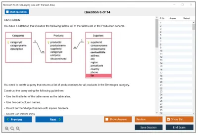 Microsoft 70-761 Querying Data with Transact-SQL Practice test exam simulator test engine exam Prep practice test questions answers Image 6