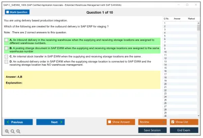 SAP C_S4EWM_1909 SAP Certified Application Associate - Extended Warehouse Management with SAP S/4HANA Practice test exam simulator test engine exam Prep practice test questions answers Image 1