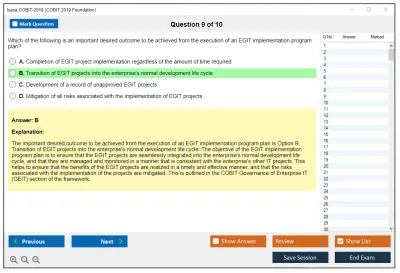 Isaca COBIT-2019 COBIT 2019 Foundation Practice test exam simulator test engine exam Prep practice test questions answers Image 9