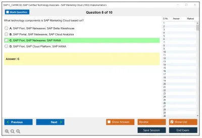 SAP C_C4HMC92 SAP Certified Technology Associate - SAP Marketing Cloud (1902) Implementation Practice test exam simulator test engine exam Prep practice test questions answers Image 8