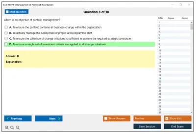 Exin MOPF Management of Portfolio® Foundation Practice test exam simulator test engine exam Prep practice test questions answers Image 8
