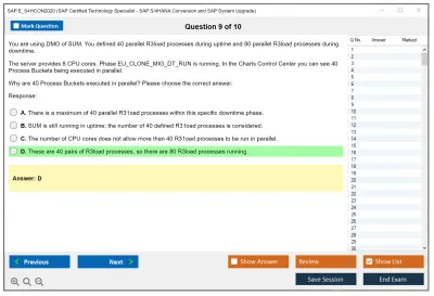 SAP E_S4HCON2020 SAP Certified Technology Specialist - SAP S/4HANA Conversion and SAP System Upgrade Practice test exam simulator test engine exam Prep practice test questions answers Image 9
