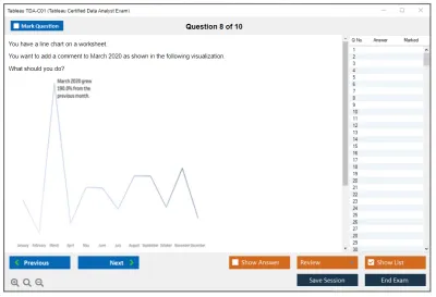 Tableau TDA-C01 Tableau Certified Data Analyst Exam Practice test exam simulator test engine exam Prep practice test questions answers Image 8