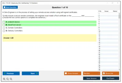Citrix 1Y0-301 Deploying Citrix XenDesktop 7.6 Solutions Practice test exam simulator test engine exam Prep practice test questions answers Image 1