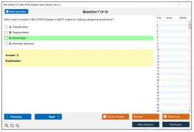 IBM M2090-732 IBM SPSS Modeler Sales Mastery Test v1 Practice test exam simulator test engine exam Prep practice test questions answers Image 7