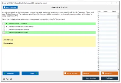 Oracle 1z0-1072-21 Oracle Cloud Infrastructure 2021 Architect Associate Practice test exam simulator test engine exam Prep practice test questions answers Image 5
