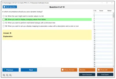 CA Technologies CAT-221 CA Clarity PPM v13.x Professional Certification Exam Practice test exam simulator test engine exam Prep practice test questions answers Image 8