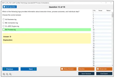 SAP C_PO_7521 SAP Certified Technology AssociateSAP Process Orchestration Practice test exam simulator test engine exam Prep practice test questions answers Image 13