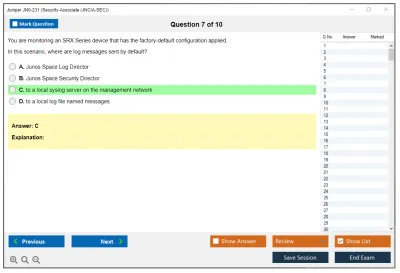 Juniper JN0-231 Security-Associate (JNCIA-SEC) Practice test exam simulator test engine exam Prep practice test questions answers Image 7