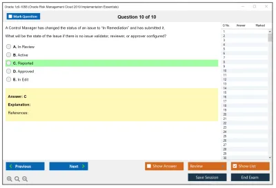 Oracle 1z0-1058 Oracle Risk Management Cloud 2019 Implementation Essentials Practice test exam simulator test engine exam Prep practice test questions answers Image 10