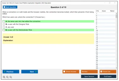 Oracle 1z0-1042-20 Oracle Cloud Platform Application Integration 2020 Specialist Practice test exam simulator test engine exam Prep practice test questions answers Image 2