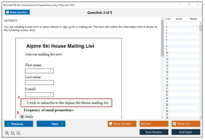 Microsoft 98-383 Introduction to Programming Using HTML and CSS Practice test exam simulator test engine exam Prep practice test questions answers Image 3