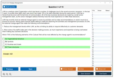 Cima E3 E3 - Strategic Management Practice test exam simulator test engine exam Prep practice test questions answers Image 3