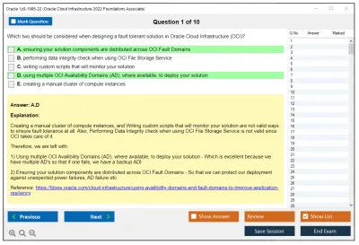 Oracle 1z0-1085-22 Oracle Cloud Infrastructure 2022 Foundations Associate Practice test exam simulator test engine exam Prep practice test questions answers Image 1
