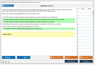 Pegasystems PEGAPCBA84V1 Pega Certified Business Architect (PCBA) 84V1 Practice test exam simulator test engine exam Prep practice test questions answers Image 5