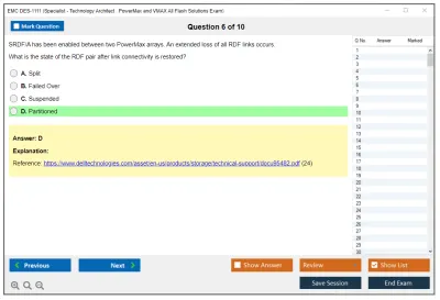 EMC DES-1111 Specialist - Technology Architect. PowerMax and VMAX All Flash Solutions Exam Practice test exam simulator test engine exam Prep practice test questions answers Image 6