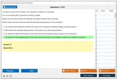 Microsoft 62-193 Technology Literacy for Educators Practice test exam simulator test engine exam Prep practice test questions answers Image 7