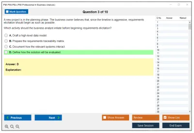 PMI PMI-PBA PMI Professional in Business Analysis (PMI-PBA) Practice test exam simulator test engine exam Prep practice test questions answers Image 3