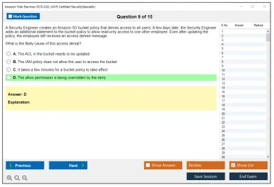 Amazon Web Services SCS-C02 AWS Certified Security - Specialty Practice test exam simulator test engine exam Prep practice test questions answers Image 9