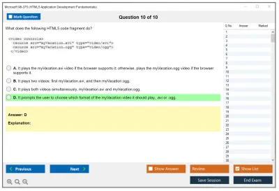 Microsoft 98-375 HTML5 Application Development Fundamentals Practice test exam simulator test engine exam Prep practice test questions answers Image 10