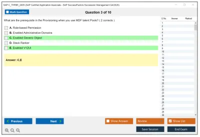 SAP C_THR85_2005 SAP Certified Application Associate - SAP SuccessFactors Succession Management Q4/2020 Practice test exam simulator test engine exam Prep practice test questions answers Image 3