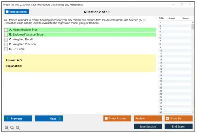 Oracle 1z0-1110-22 Oracle Cloud Infrastructure Data Science 2022 Professional Practice test exam simulator test engine exam Prep practice test questions answers Image 2