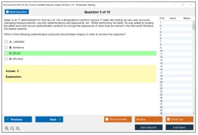ECCouncil ECSAv10 EC-Council Certified Security Analyst (ECSA) v10 : Penetration Testing Practice test exam simulator test engine exam Prep practice test questions answers Image 5