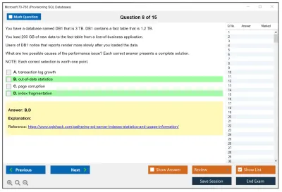 Microsoft 70-765 Provisioning SQL Databases Practice test exam simulator test engine exam Prep practice test questions answers Image 8
